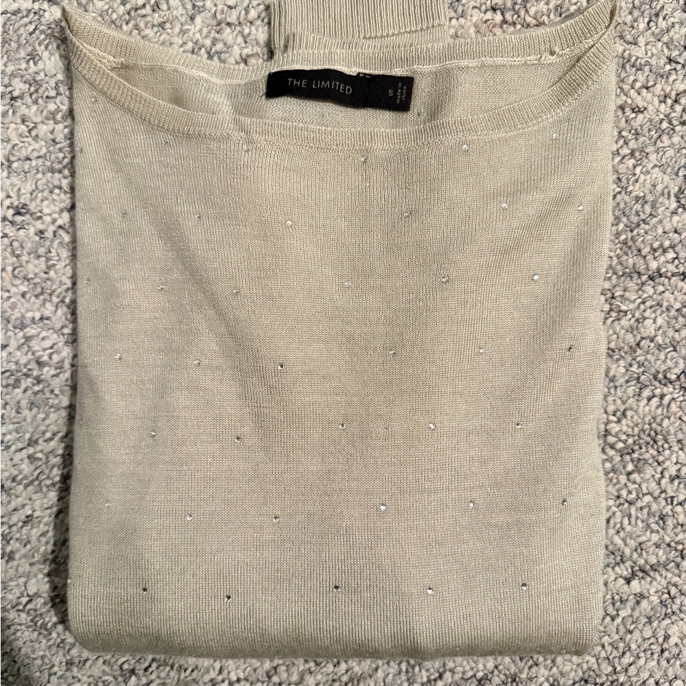 Beige Sweater with Rhinestone Accents